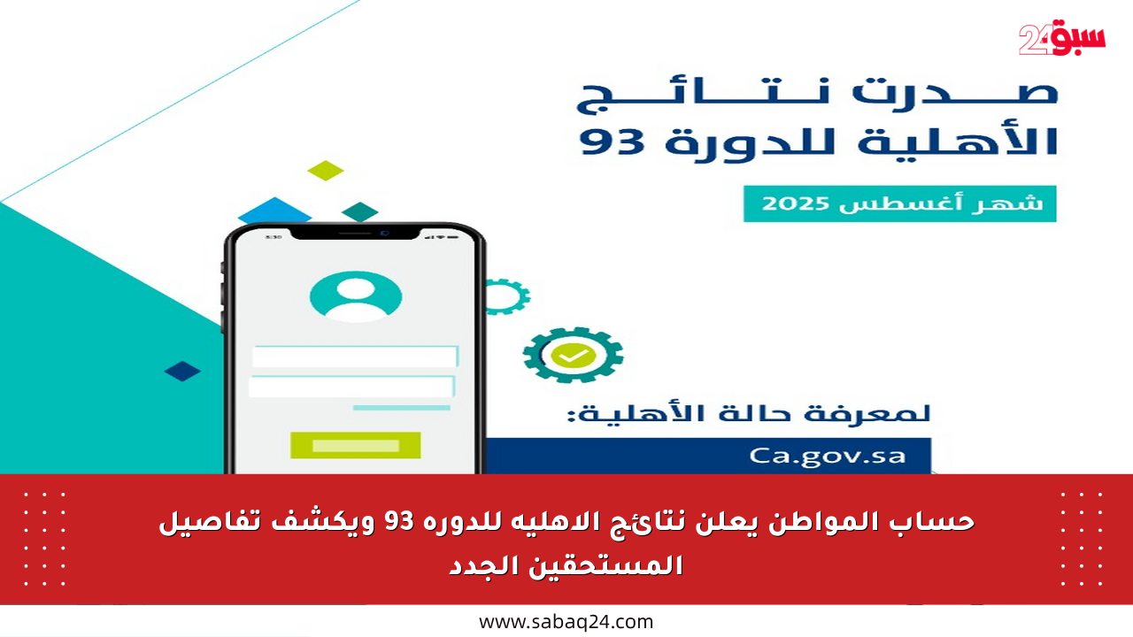 حساب المواطن يعلن نتائج الأهلية للدورة 93 ويكشف تفاصيل المستحقين الجدد